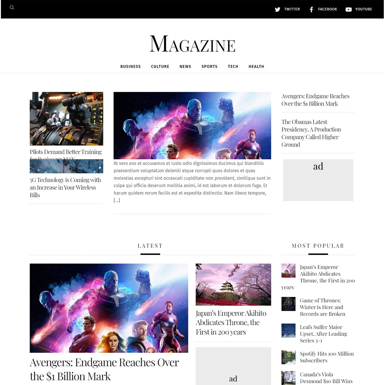 Popular magazine Theme